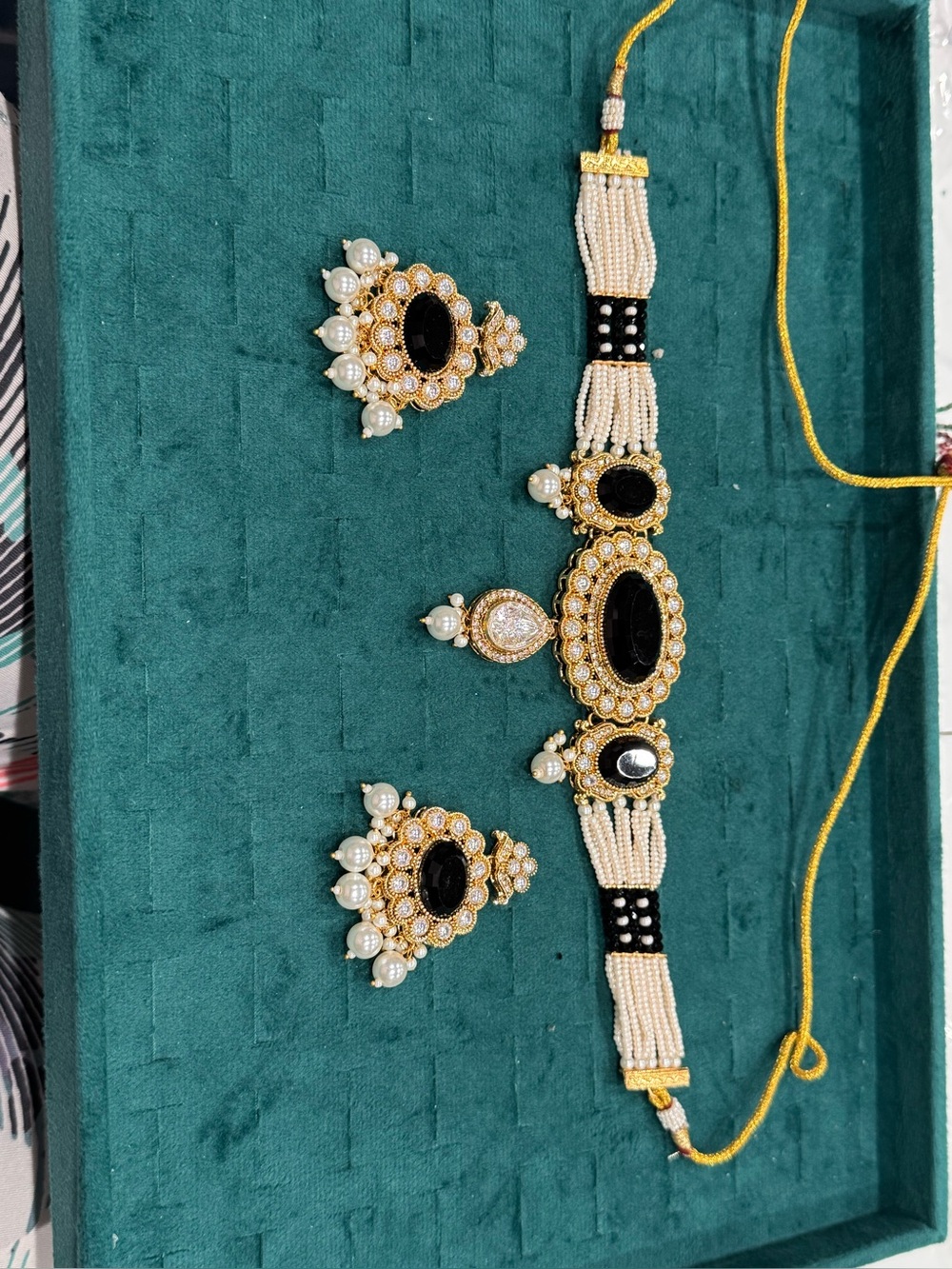 Gold tone .White & Black Statement Jewelry